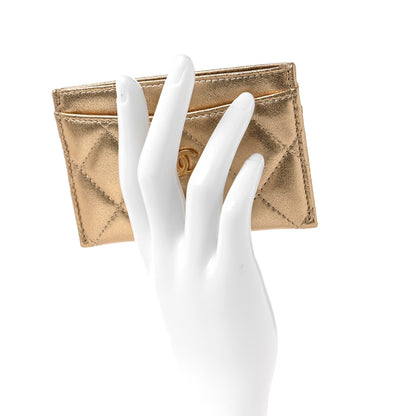 Chanel Metallic Lambskin Quilted CC Card Holder Gold 2 of 11
