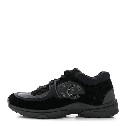 Chanel Fabric Calfskin Suede CC Sneakers 40.5 Black 1 of 8