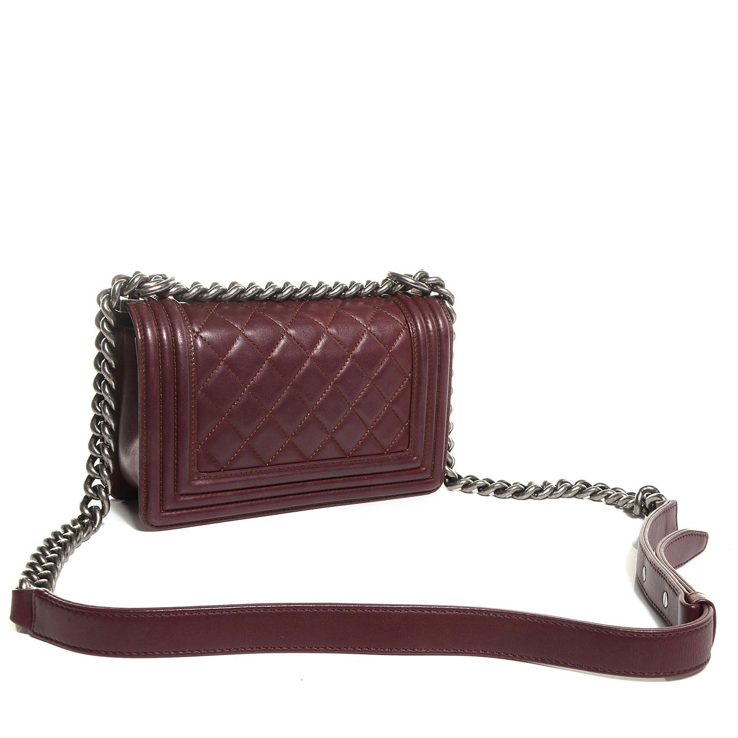 Lambskin Quilted Small Boy Flap Burgundy