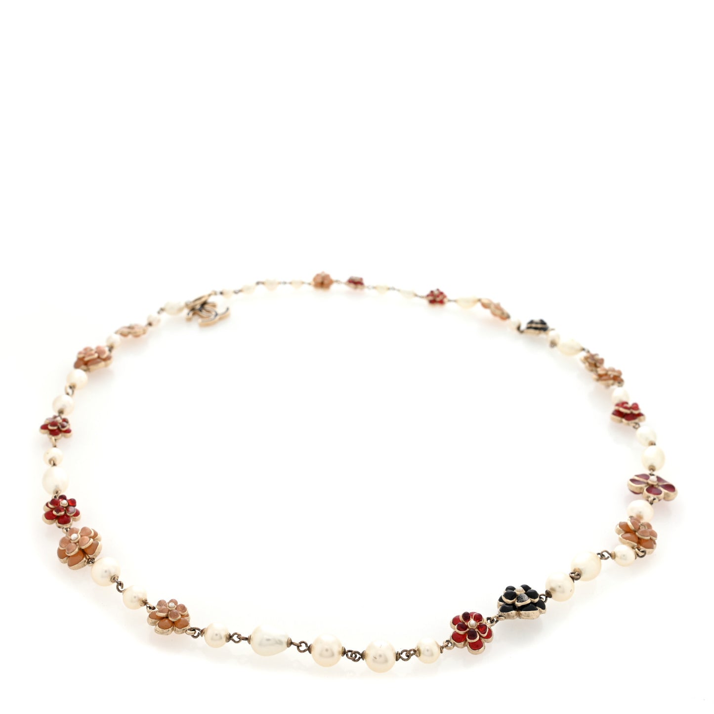 Pearl Gripoix Enamel Camellia Belt Gold Multicolor