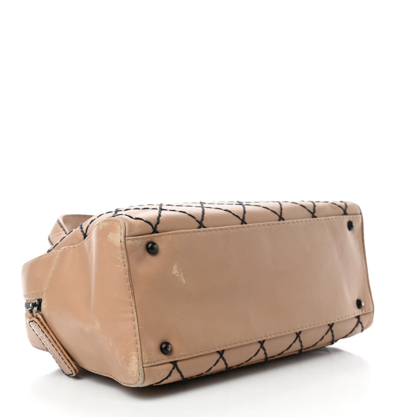 Calfskin Contrast Stitch Surpique Bowler Beige