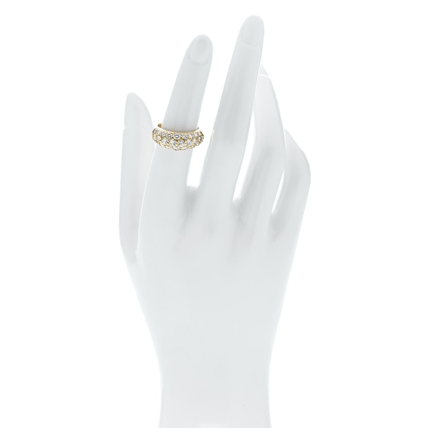 18K Yellow Gold Diamond 2.22ctw Three Row Dome Band Ring  50 5.5
