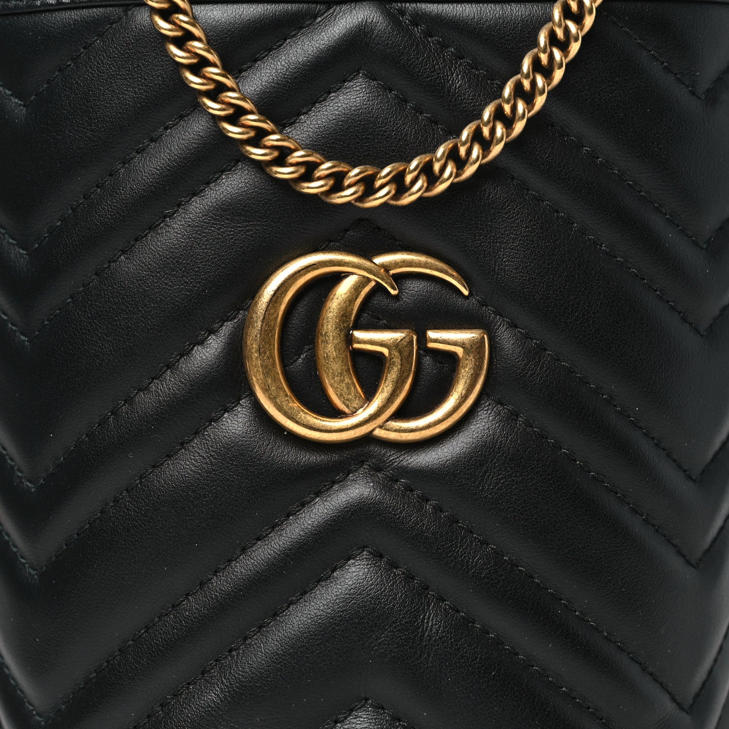 Gucci Calfskin Matelasse Mini GG Marmont 2.0 Bucket Bag Black 8 of 11