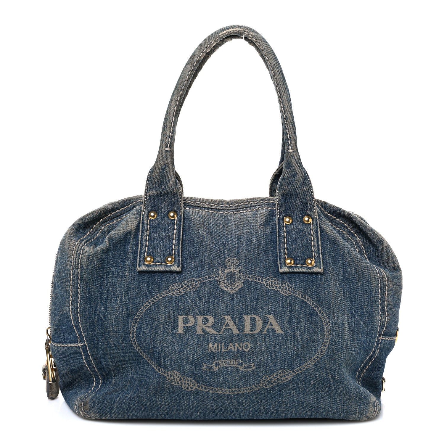Prada Denim Canapa Logo Shoulder Bag 1833943 – FASHIONPHILE
