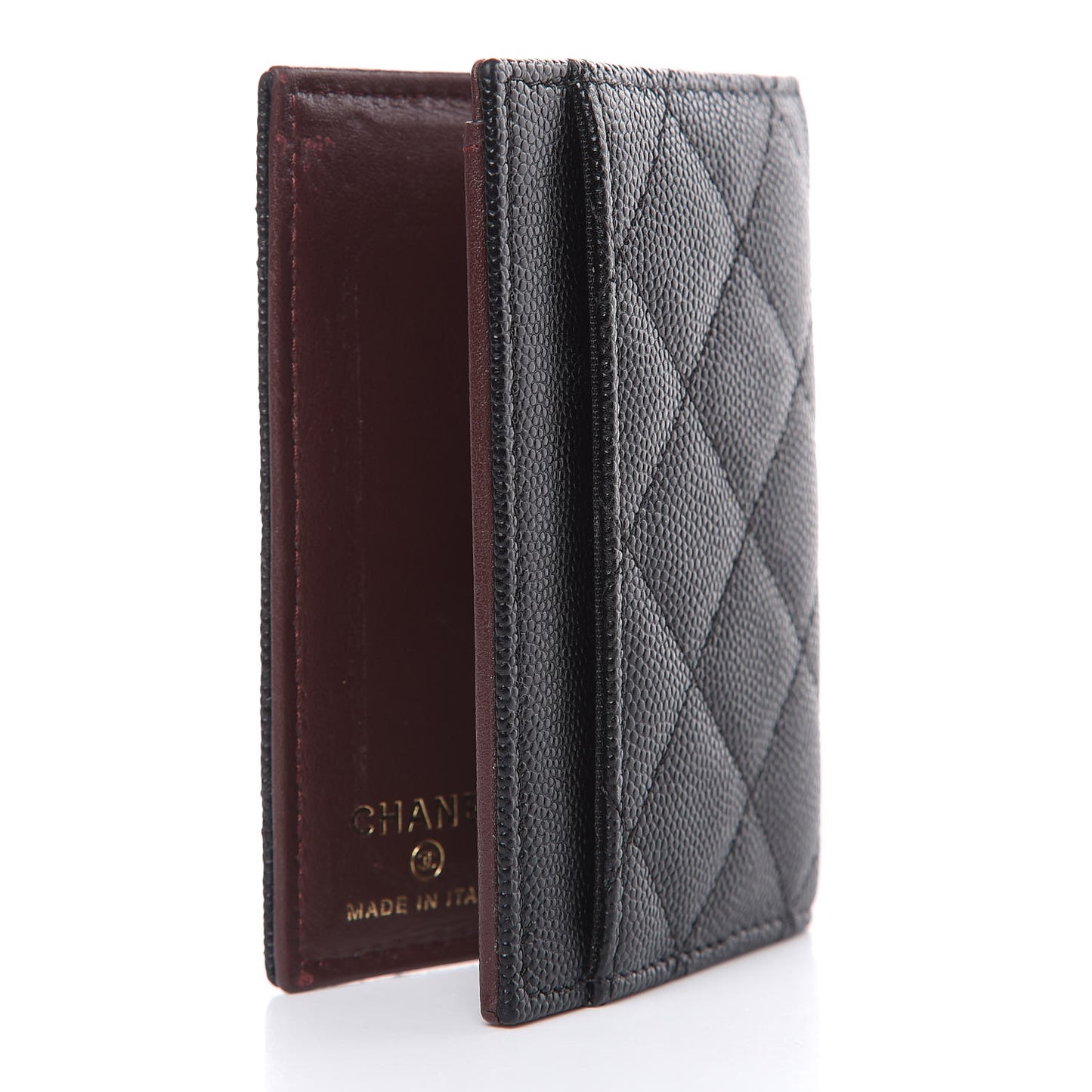 Caviar Quilted Card Holder Wallet Black