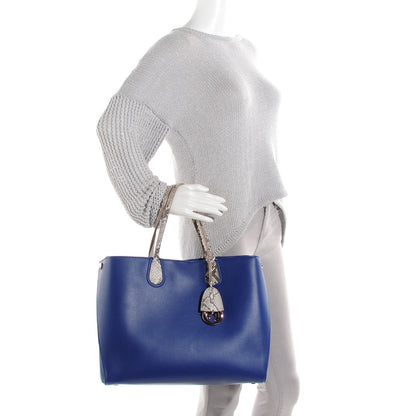 Christian Dior Calfskin Python Handle Large Addict Shopping Tote Blue 2 of 7