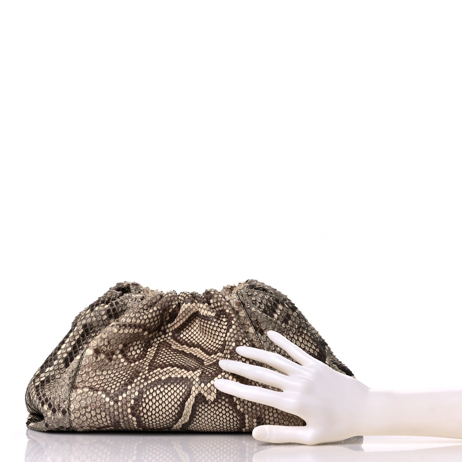 Bottega Veneta Python The Pouch Oversized Clutch Naturale 2 of 11
