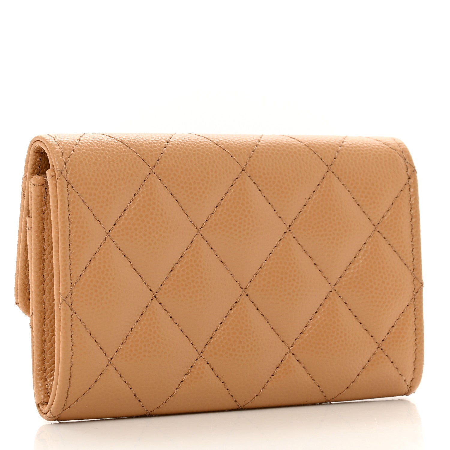 Chanel Shiny Caviar Enamel Quilted CC Flap Card Holder Beige 3 of 9