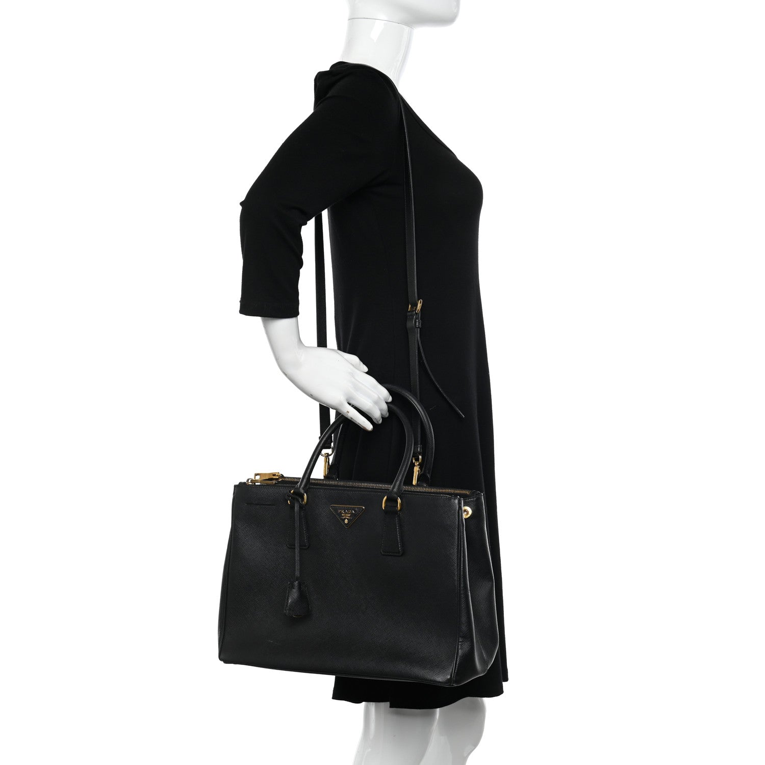 Prada Saffiano Medium Galleria Double Zip Tote Black 2 of 10