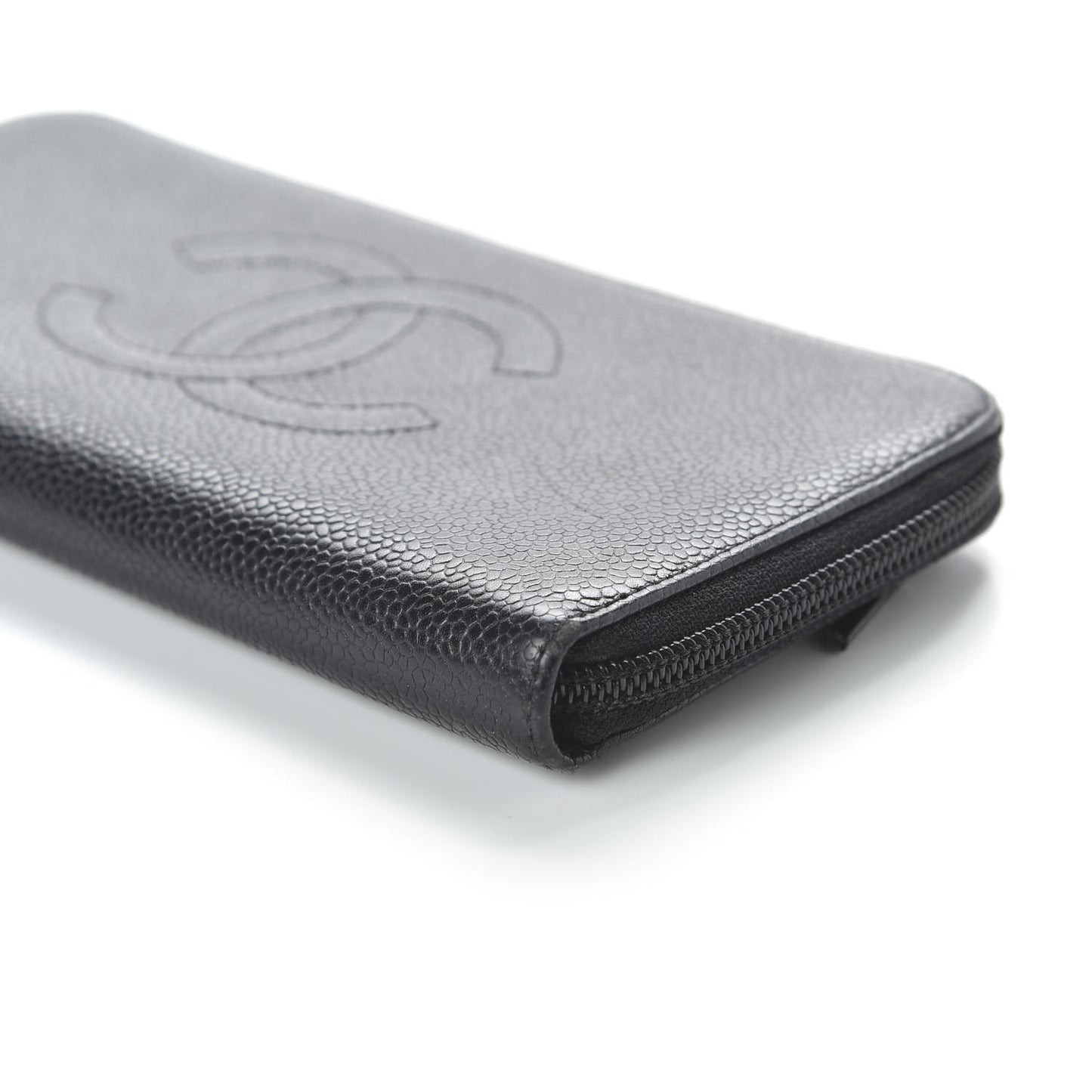 Caviar Large Timeless CC Zip Around Wallet Black