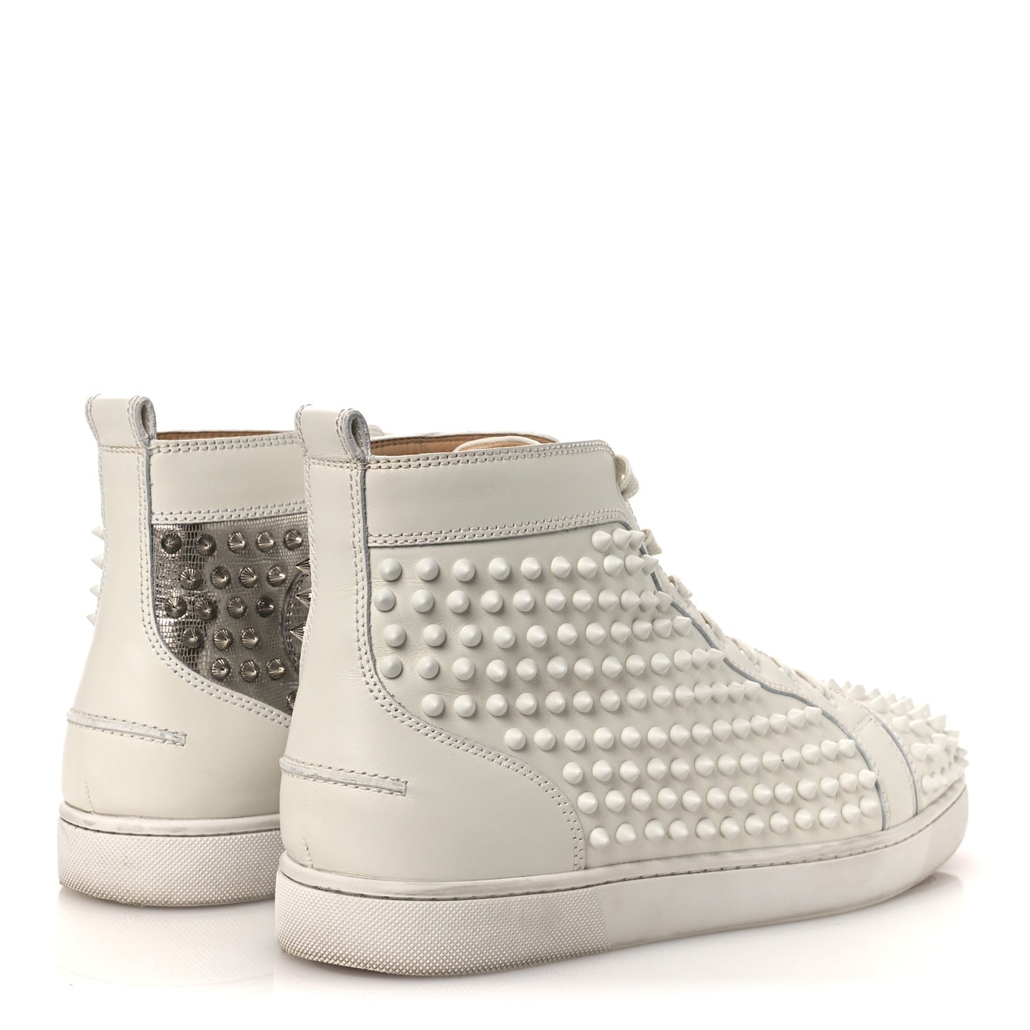 Nappa Laminato Dino Spikes Mens Yang Louis Flat Sneakers 45 Latte Silver