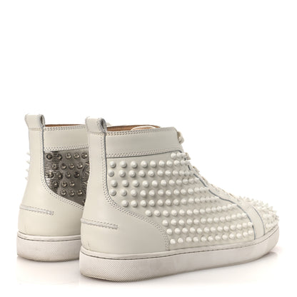 Christian Louboutin Nappa Laminato Dino Spikes Mens Yang Louis Flat Sneakers 45 Latte Silver 5 of 15