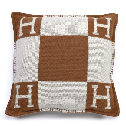 Hermes Wool Cashmere Avalon Pillow PM Ecru Camel 2 of 6