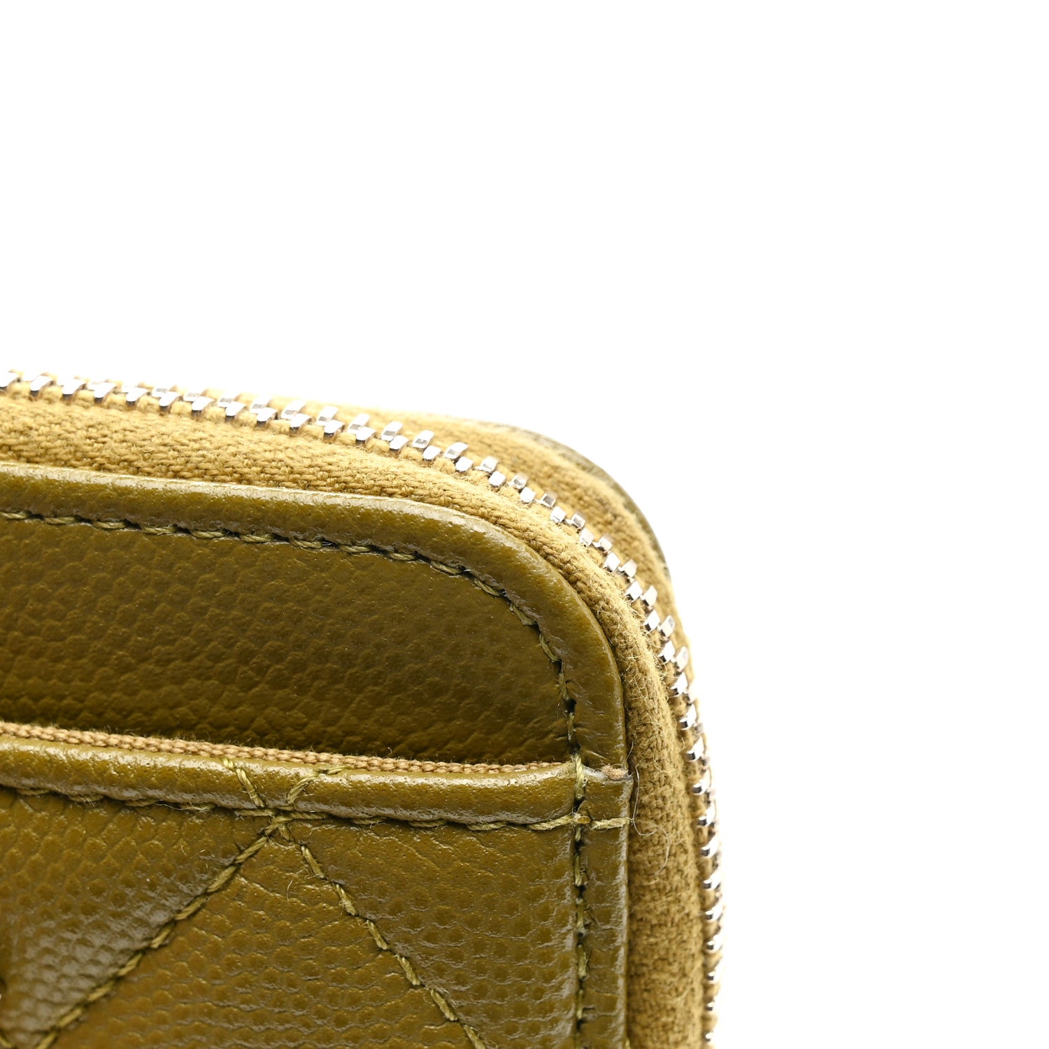 Chanel Caviar Quilted Crystal Zip Card Holder Wallet Green 10 of 11