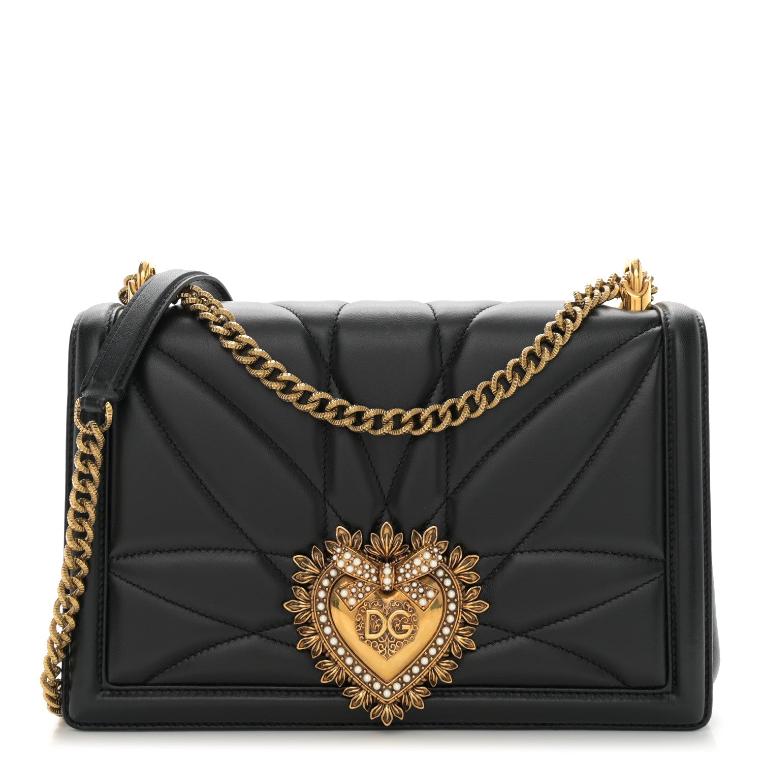 Dolce & Gabbana Calfskin Large Devotion Crossbody Bag Black 1 of 10
