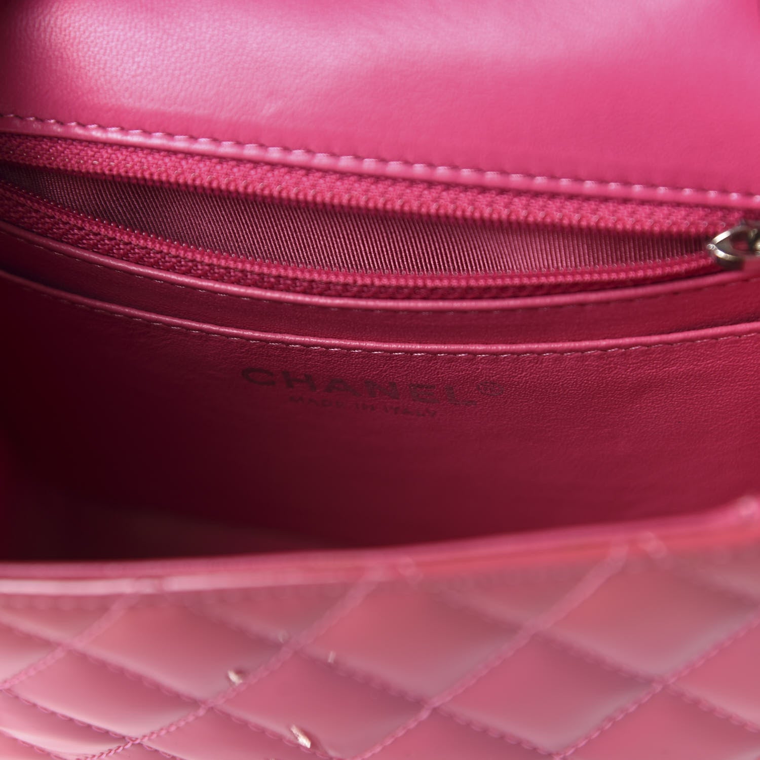Chanel Patent Quilted Mini Square Flap Pink 14 of 19
