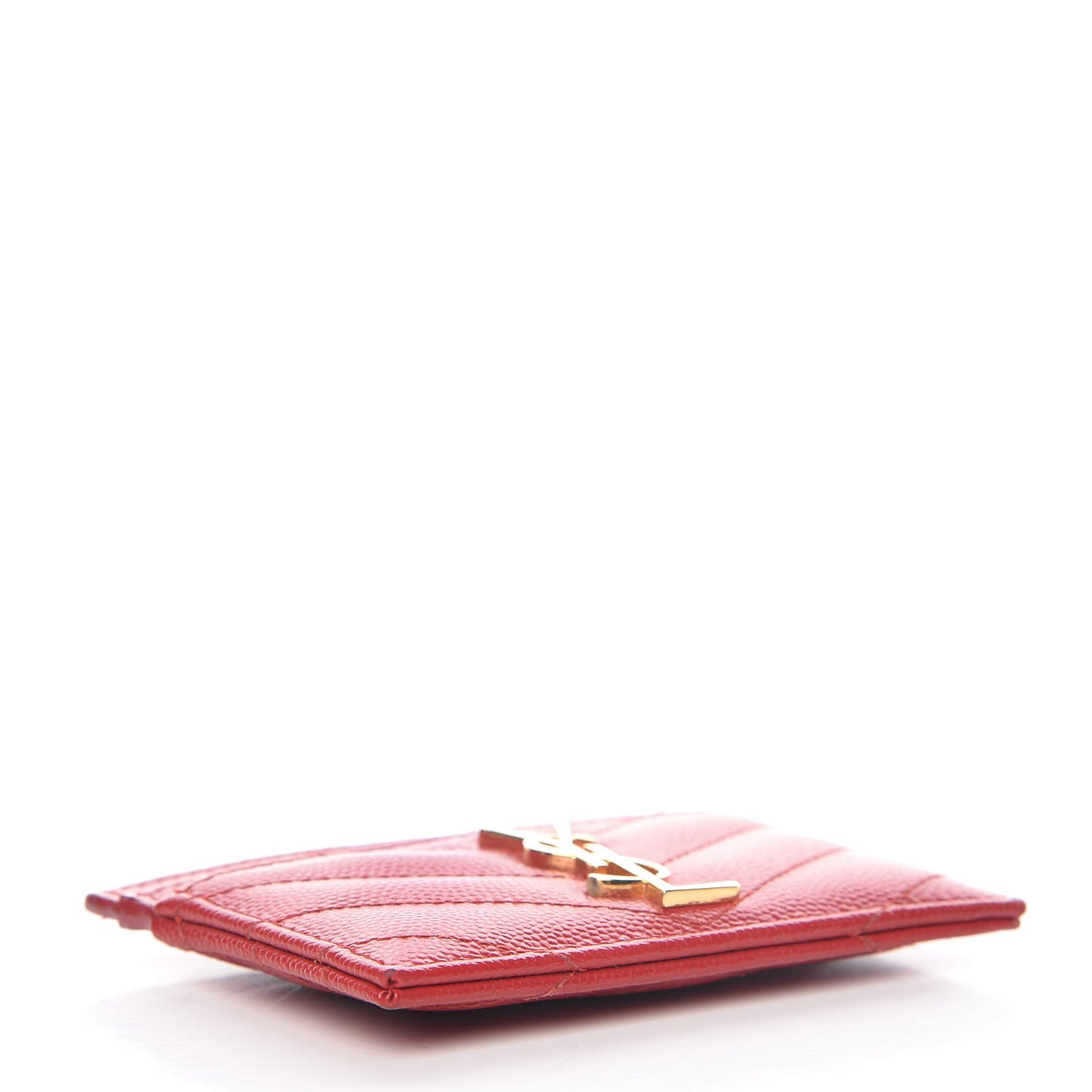 Grain De Poudre Matelasse Chevron Monogram Credit Card Case New Red