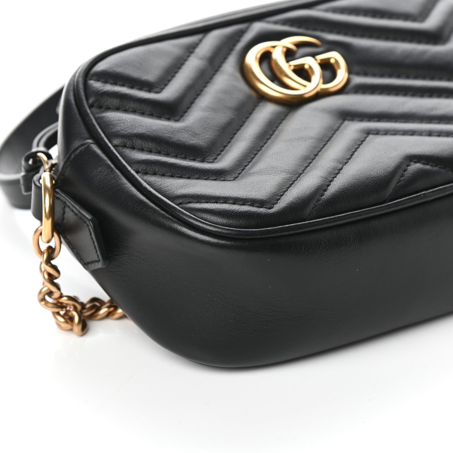 Calfskin Matelasse Mini GG Marmont Chain Shoulder Bag Black