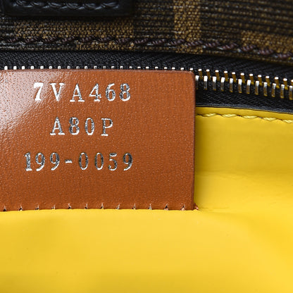 Fendi Glazed Fabric Vitello Century FF 1974 Roma Amor Tote Tobacco Moro Black Limone 7 of 13