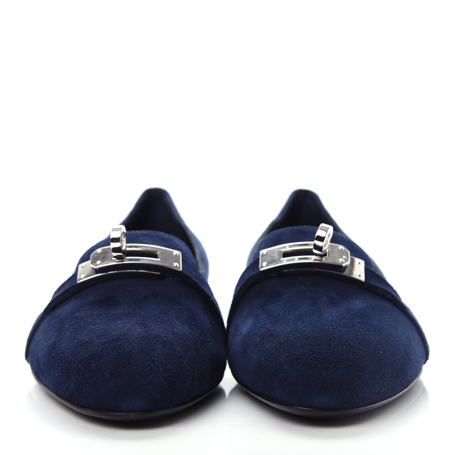Hermes Velvet Goatskin Pegase Ballerina Flats 37 Marine 2 of 10