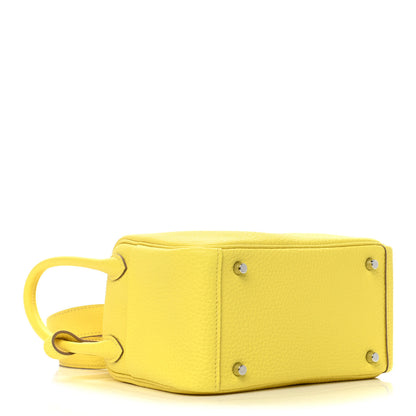 Hermes Taurillon Clemence Mini Lindy 20 Lime 3 of 4
