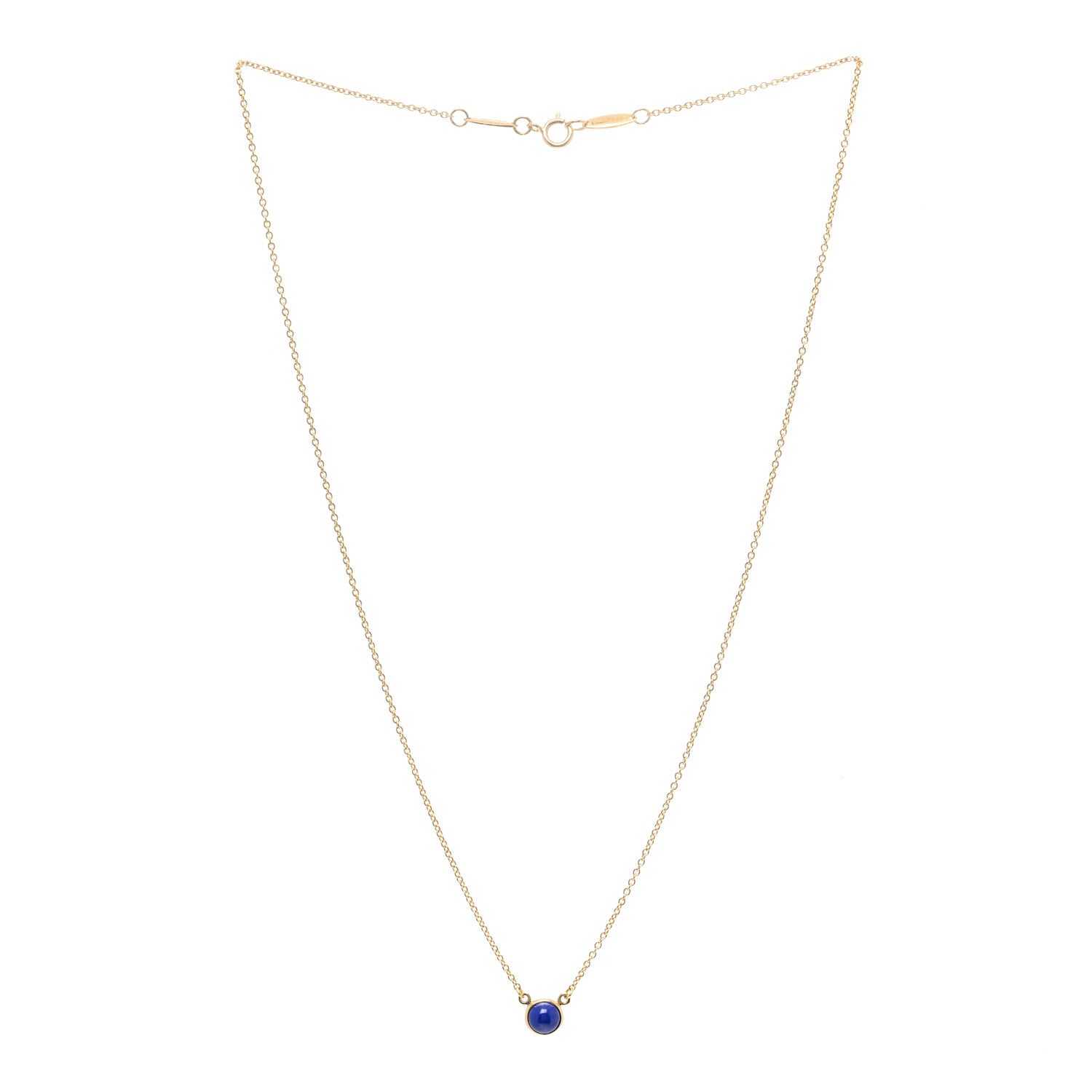 Tiffany 18K Yellow Gold Lapis Lazuli Elsa Peretti Color By The Yard Pendant Necklace 2 of 3
