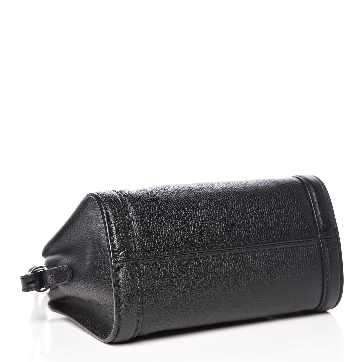 Pebbled Calfskin Mini Padlock Tote Black