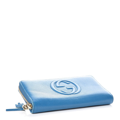 Gucci Pebbled Calfskin Soho Zip Around Wallet Turquoise 4 of 10