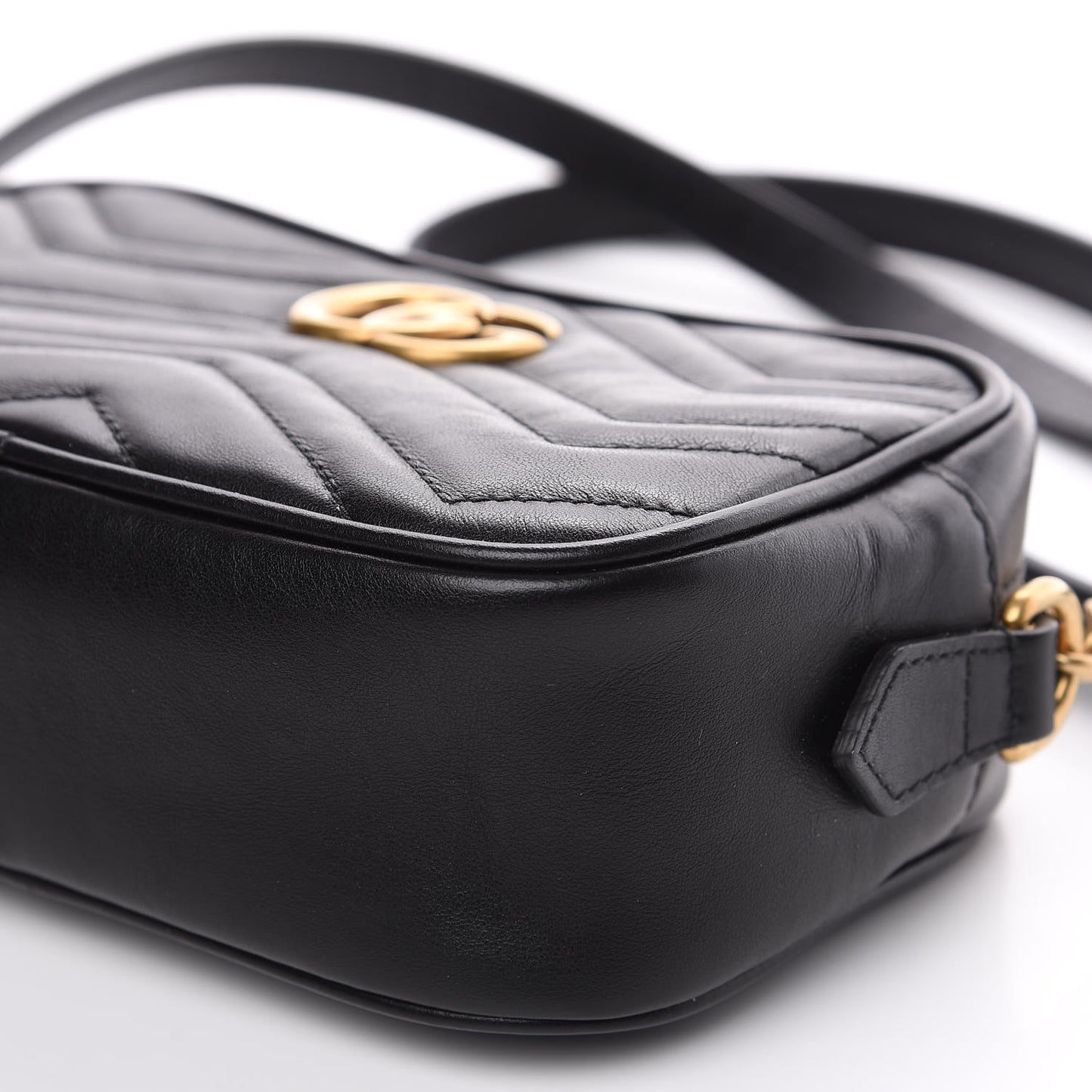 Calfskin Matelasse Mini GG Marmont Chain Shoulder Bag Black
