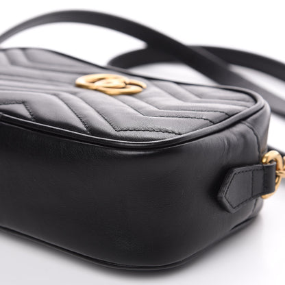 Gucci Calfskin Matelasse Mini GG Marmont Chain Shoulder Bag Black 9 of 9