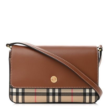 Burberry Calfskin Vintage Check New Hampshire Bag Archive Beige Tan 1 of 9