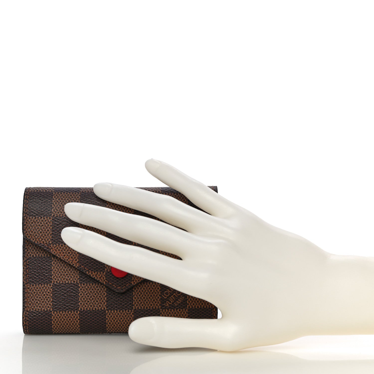 Louis Vuitton Damier Ebene Victorine Wallet Red 2 of 11