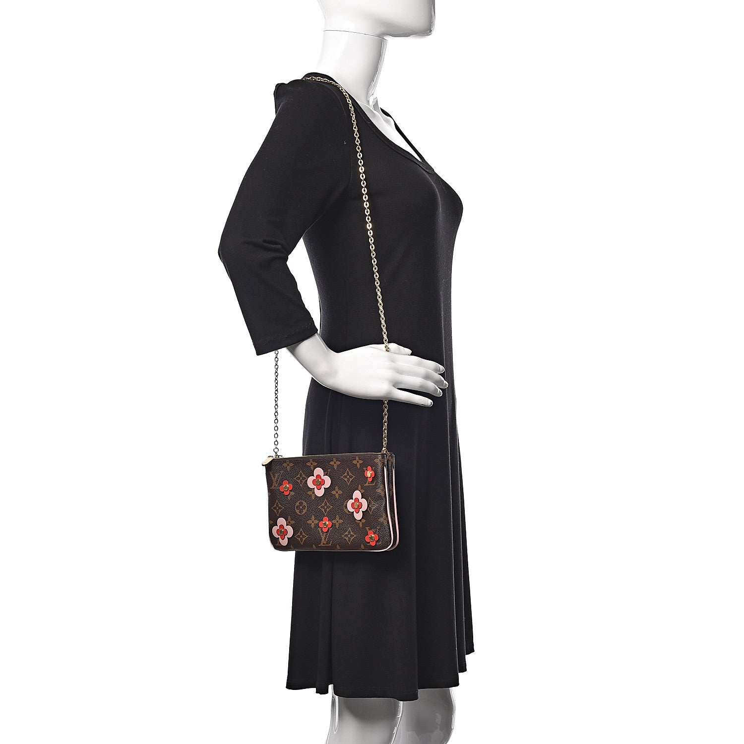 Louis Vuitton Monogram Blooming Flowers Double Zip Pochette 2 of 9
