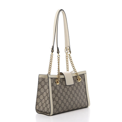 Gucci GG Supreme Monogram Moon Calfskin Small Padlock Tote Beige Ebony Mystic White 2 of 12