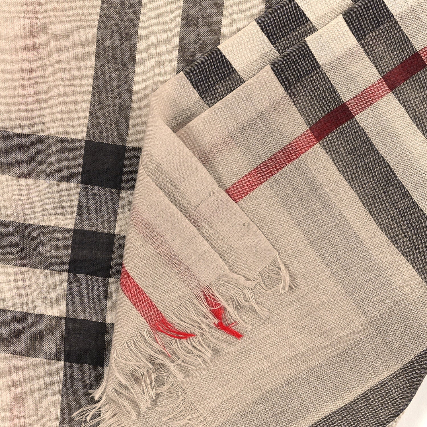 Burberry Linen Giant Check Check Lightweight Scarf Stone 5 of 5