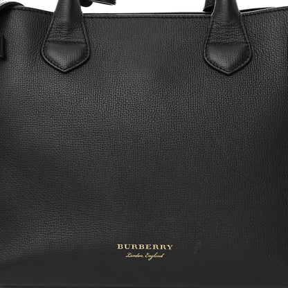 Burberry Derby Calfskin House Check Medium Banner Tote Black 11 of 15