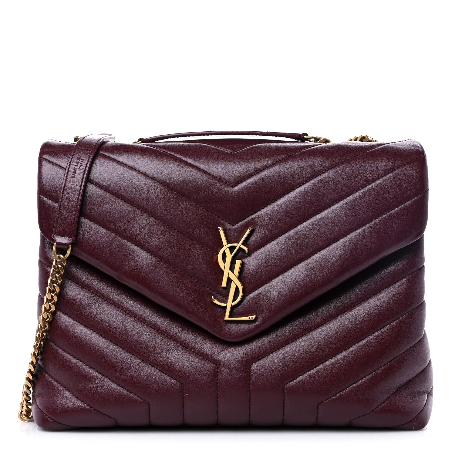 Saint Laurent Calfskin Y Quilted Monogram Medium Loulou Chain Satchel Rouge Legion 1 of 15