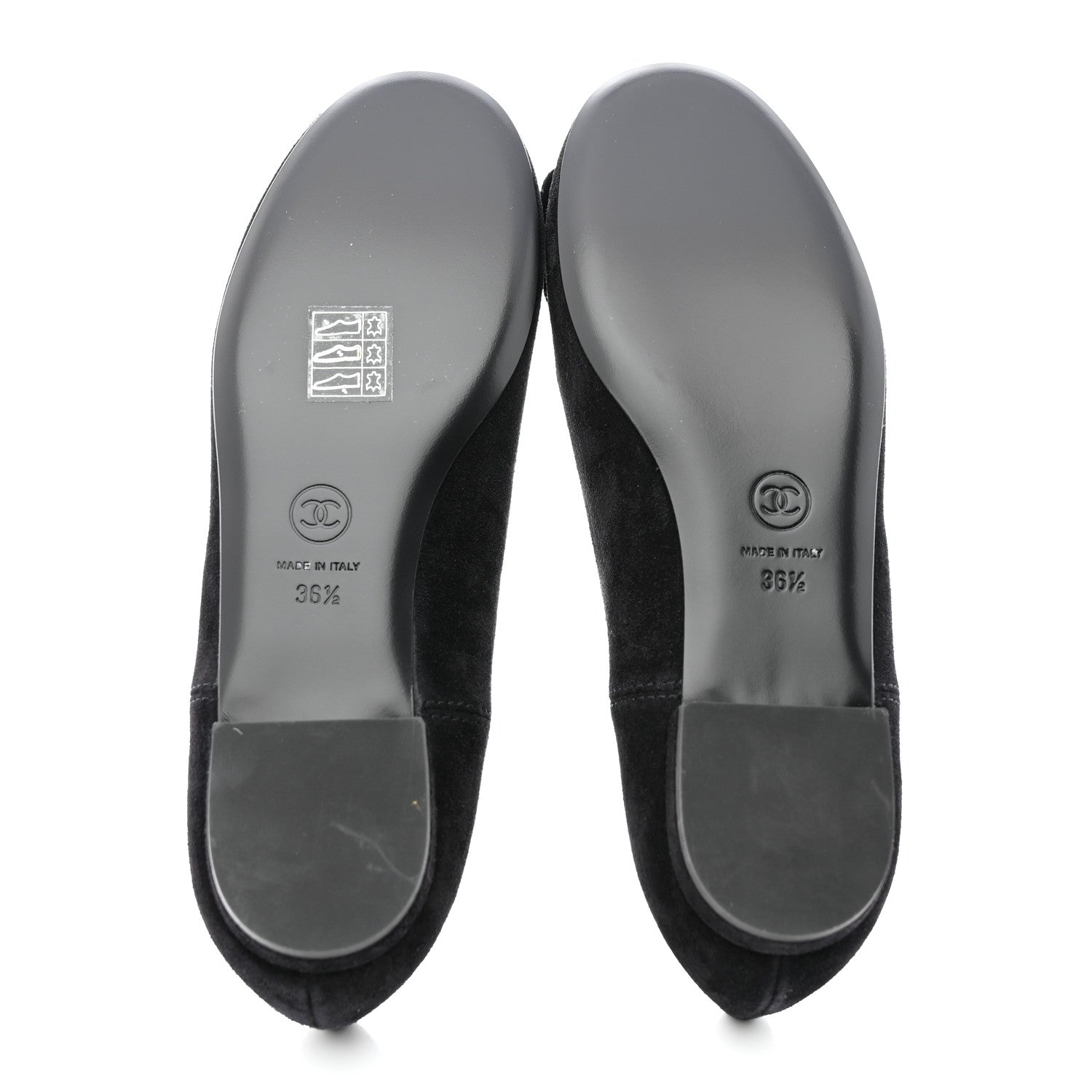 Chanel Suede Camellia CC Ballerina Flat 36.5 Black 5 of 8
