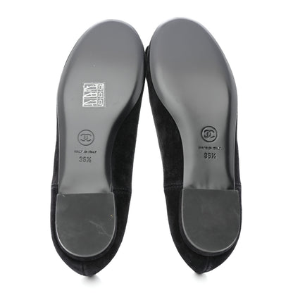 Chanel Suede Camellia CC Ballerina Flat 36.5 Black 5 of 8