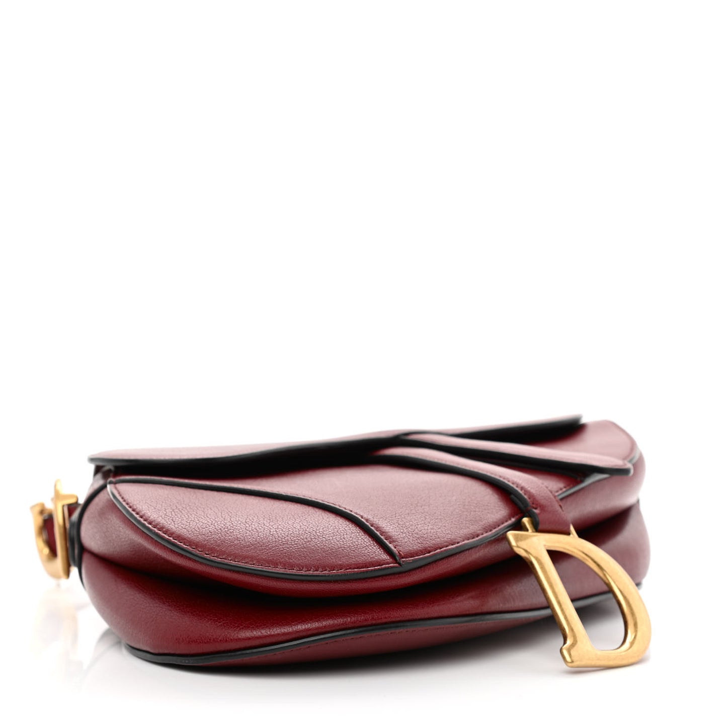 Grained Calfskin Saddle Bag Red