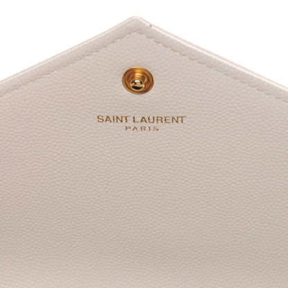 Saint Laurent Grain De Poudre Matelasse Chevron Monogram Chain Wallet White 8 of 9