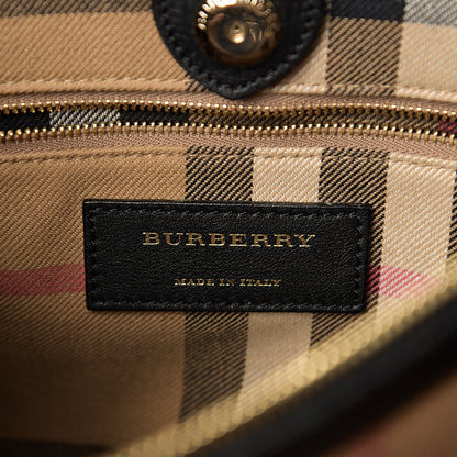 Burberry Suede House Check Medium Banner Tote Ink Blue 5 of 10