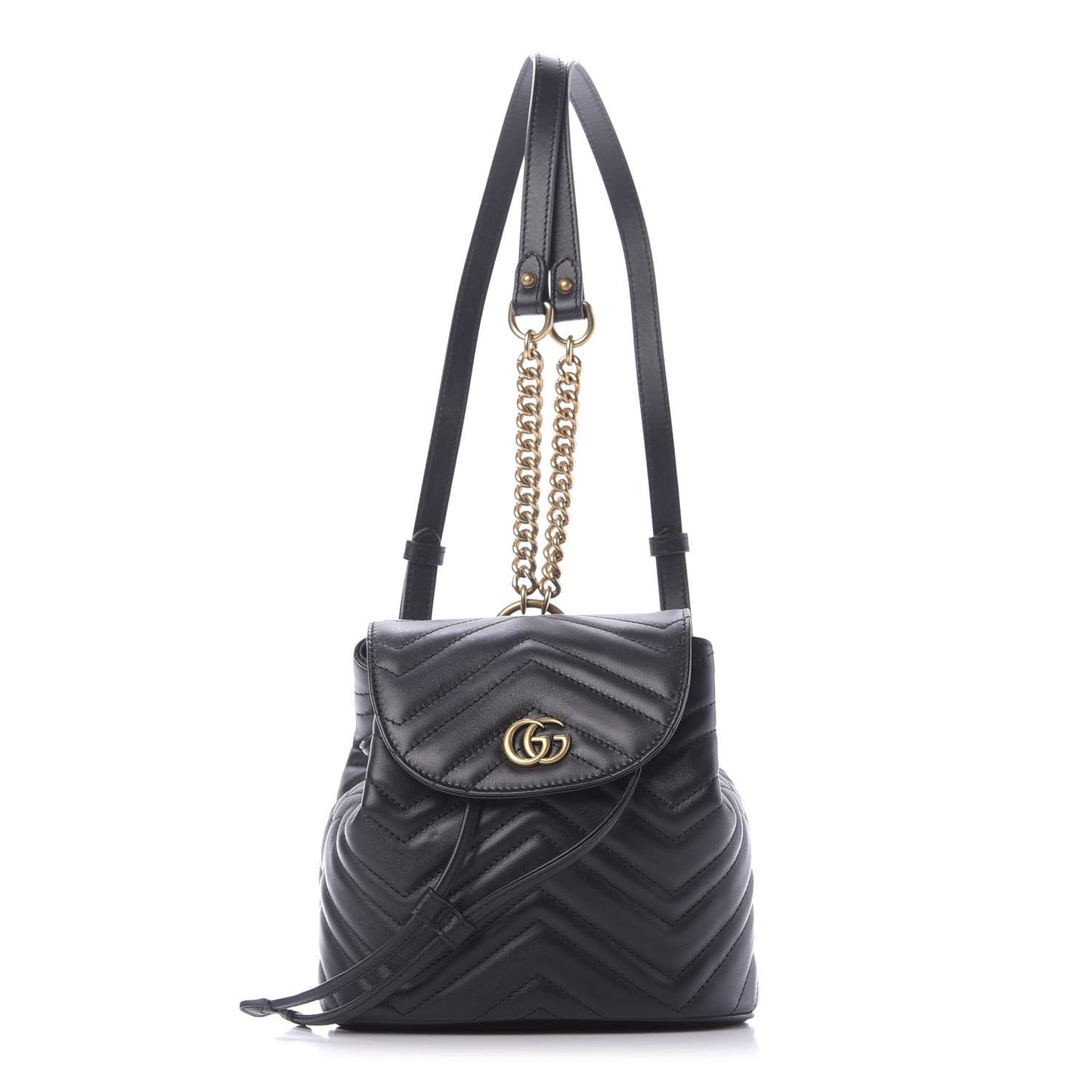 Calfskin Matelasse GG Marmont Flap Backpack Black