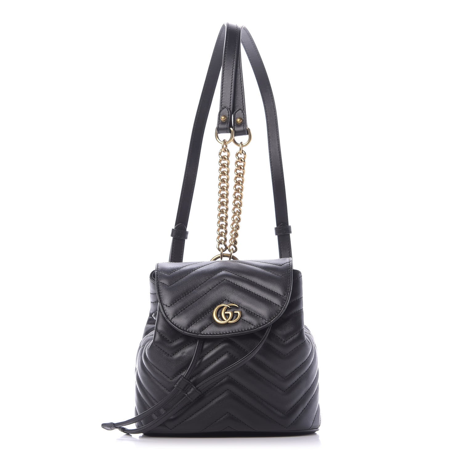 Gucci Calfskin Matelasse GG Marmont Flap Backpack Black 1 of 9