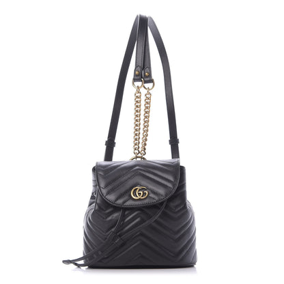 Gucci Calfskin Matelasse GG Marmont Flap Backpack Black 1 of 9
