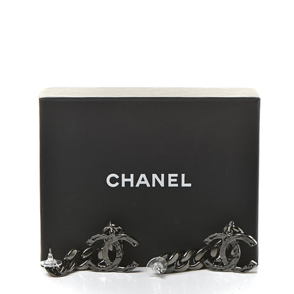 Chanel Metal CC Pick Drop Earrings Ruthenium 5 of 5