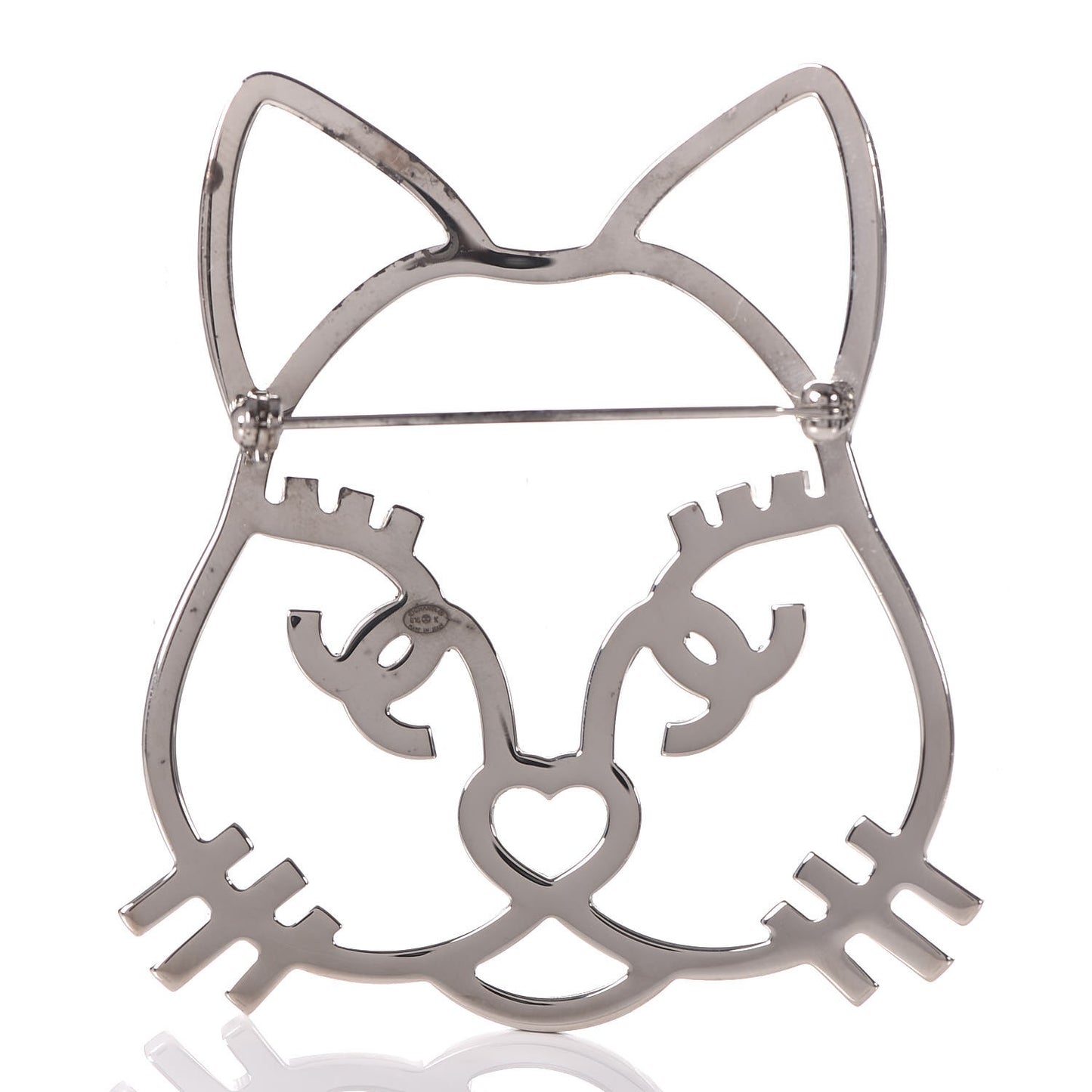 Strass Crystal Emoji Choupette Cat Brooch Silver