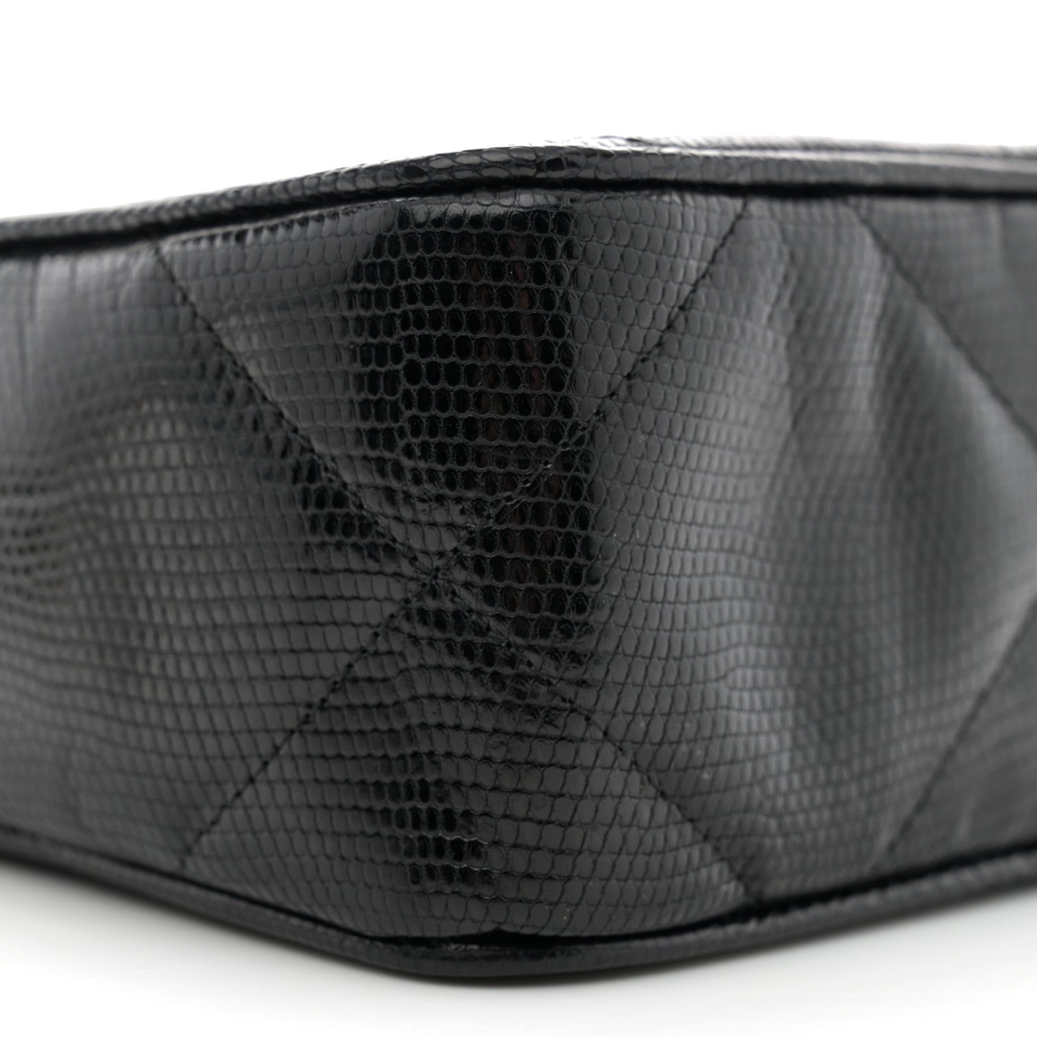 Chanel Lizard Quilted Small Tassel Camera Case Black 10 of 12