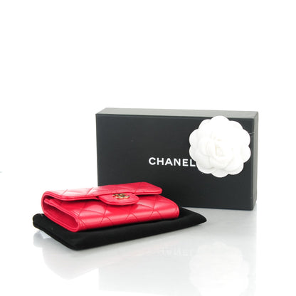 Chanel Lambskin Quilted Flap Card Holder Dark Pink 4 of 9