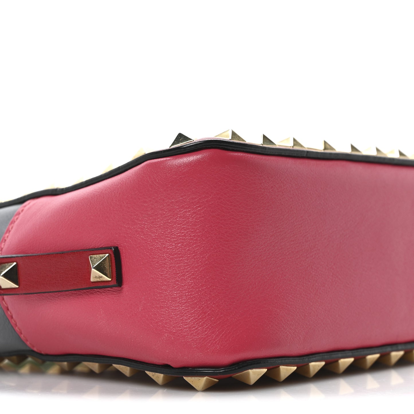 Vitello Colorblock Rockstud Camera Crossbody Bag Deep Rose Clover